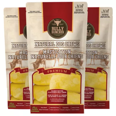 Bully Bunches - 5-6 Inch Peanut Butter Cheek Roll, 3 Packs, 2 count each - Image 1