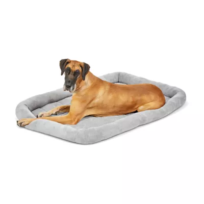 Midwest® QuietTime Deluxe Diamond Stitch Pet Bolster Bed, Machine Washable & Durable, Grey - Image 1