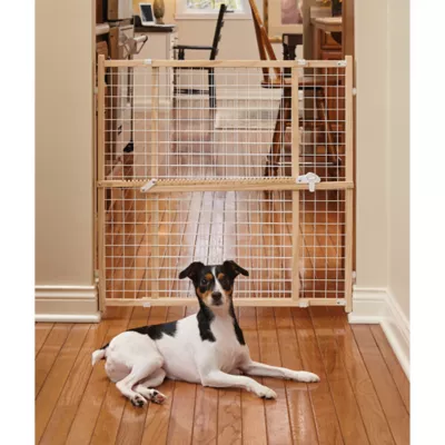 Midwest® Wire Mesh Pet Safety Gate W/ Wooden Gate, Expands 29-50 Inches Wide - Image 2