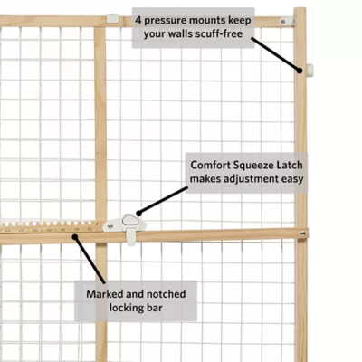 Midwest® Wire Mesh Pet Safety Gate W/ Wooden Gate, Expands 29-50 Inches Wide - Image 3