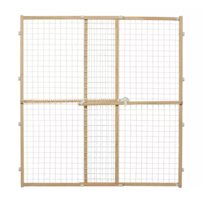 Midwest® Wire Mesh Pet Safety Gate W/ Wooden Gate, Expands 29-50 Inches Wide - Image 1