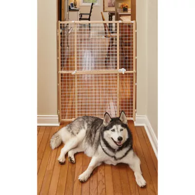 Midwest® Wire Mesh Pet Safety Gate W/ Wooden Gate, Expands 29-50 Inches Wide - Image 2