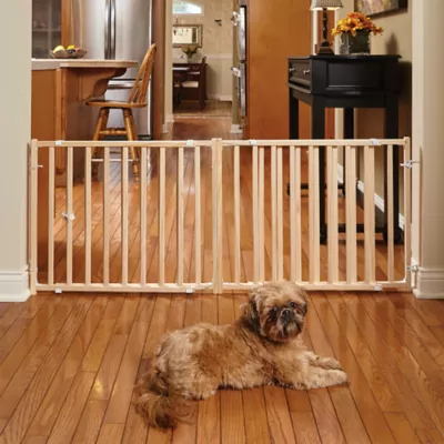 Miwest® Extra Wide Durable Wood Dog Gate, Stands 24" High, Expands 50-94 Inches - Image 2