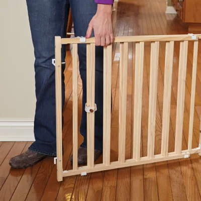 Miwest® Extra Wide Durable Wood Dog Gate, Stands 24" High, Expands 50-94 Inches - Image 3