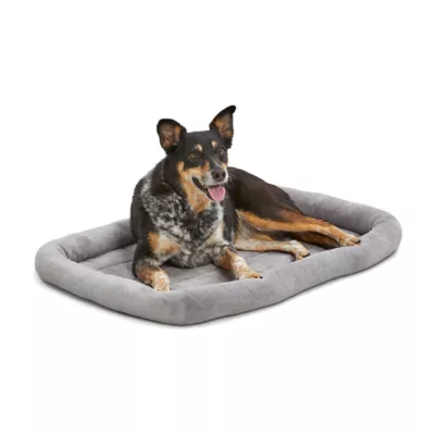 Midwest® QuietTime Deluxe Diamond Stitch Pet Bolster Bed, Machine Washable & Durable, Grey - Image 1