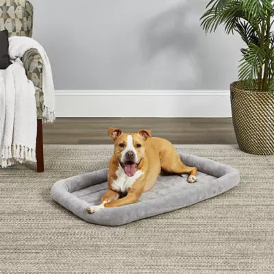 Midwest® QuietTime Deluxe Diamond Stitch Pet Bolster Bed, Machine Washable & Durable, Grey - Image 3