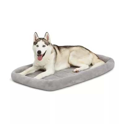 Midwest® QuietTime Deluxe Diamond Stitch Pet Bolster Bed, Machine Washable & Durable, Grey - Image 1
