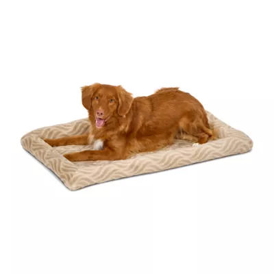 Midwest® QuietTime Deluxe Wave Bolster Bed For Pets, Machine Washable & Dryable, Tan - Image 1