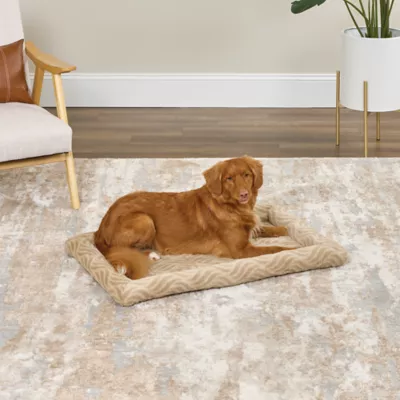 Midwest® QuietTime Deluxe Wave Bolster Bed For Pets, Machine Washable & Dryable, Tan - Image 3