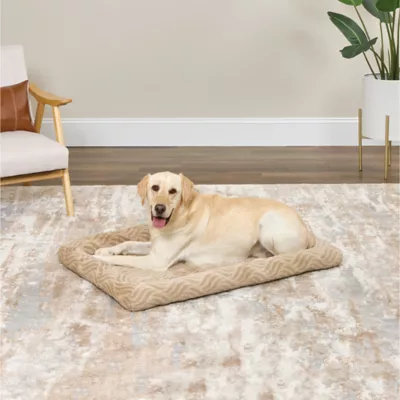 Midwest® QuietTime Deluxe Wave Bolster Bed For Pets, Machine Washable & Dryable, Tan - Image 3