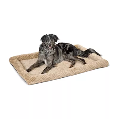 Midwest® QuietTime Deluxe Wave Bolster Bed For Pets, Machine Washable & Dryable, Tan - Image 1