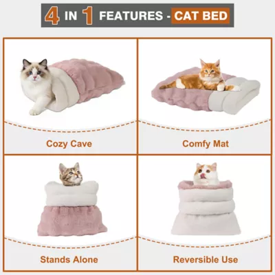 GOOPAWS 4-in-1 Cat Burrow Cave Bed, Self-Warming Pet Bed for Cats & Small Dogs - Image 3