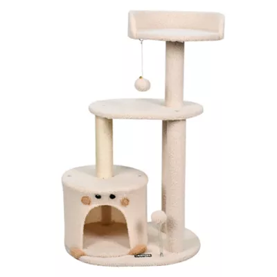 GOOPAWS Faux Fur Cat Tree Tower with Top Perch, 34 Inch - Image 1