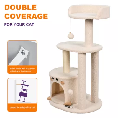 GOOPAWS Faux Fur Cat Tree Tower with Top Perch, 34 Inch - Image 3