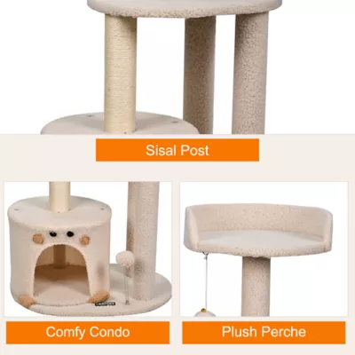 GOOPAWS Faux Fur Cat Tree Tower with Top Perch, 34 Inch - Image 4