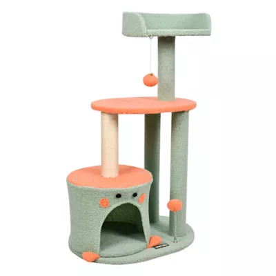 GOOPAWS Faux Fur Cat Tree Tower with Top Perch, 34 Inch - Image 2