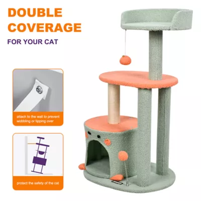 GOOPAWS Faux Fur Cat Tree Tower with Top Perch, 34 Inch - Image 3