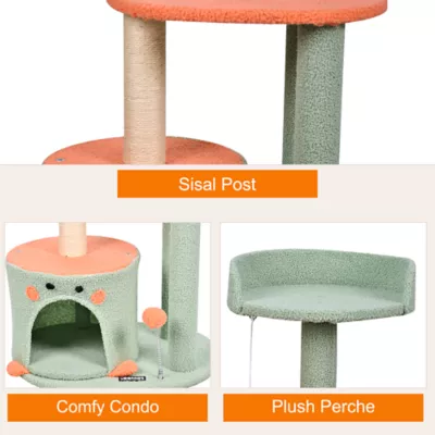 GOOPAWS Faux Fur Cat Tree Tower with Top Perch, 34 Inch - Image 4