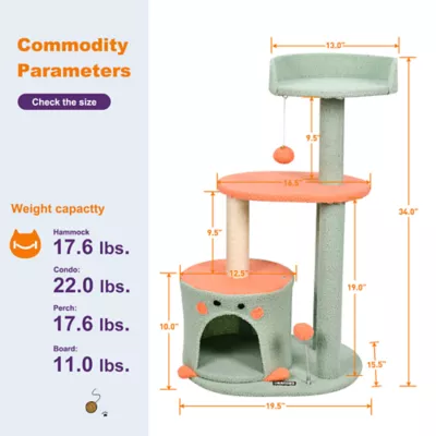 GOOPAWS Faux Fur Cat Tree Tower with Top Perch, 34 Inch - Image 6