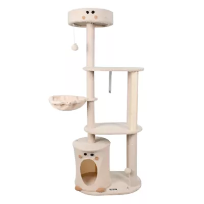 GOOPAWS Faux Fur Cat Tree Tower with Top Perch, 59 Inch - Image 1