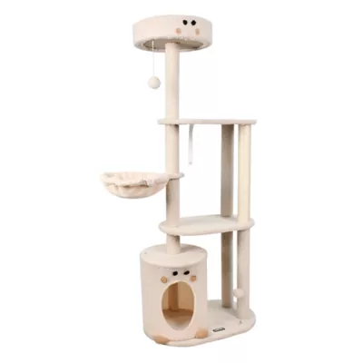 GOOPAWS Faux Fur Cat Tree Tower with Top Perch, 59 Inch - Image 2