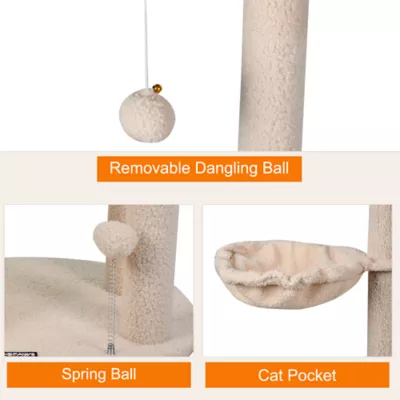 GOOPAWS Faux Fur Cat Tree Tower with Top Perch, 59 Inch - Image 5