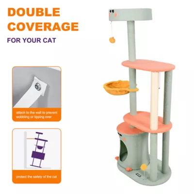 GOOPAWS Faux Fur Cat Tree Tower with Top Perch, 59 Inch - Image 3