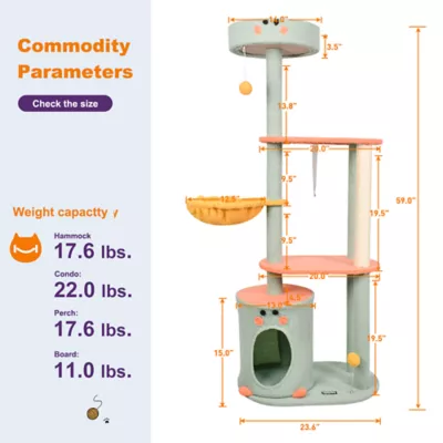 GOOPAWS Faux Fur Cat Tree Tower with Top Perch, 59 Inch - Image 6
