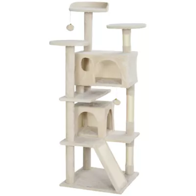 PawHut 54" Cat Tree, Multi-Level Cat Tower with Scratching Posts, Cat Condos, Bed, Platforms - Image 1