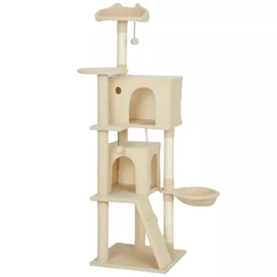 PawHut 63 Inch Cat Tree with Sisal Scratching Posts, Condos, Plush Perches, Hammock - Image 1