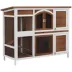 PawHut Two-Tier Wooden Rabbit Hutch with Openable Roof image thumbnail 1