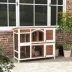 PawHut Two-Tier Wooden Rabbit Hutch with Openable Roof image thumbnail 2