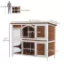 PawHut Two-Tier Wooden Rabbit Hutch with Openable Roof image thumbnail 3