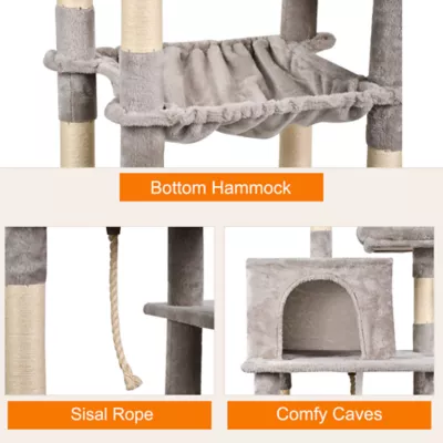GOOPAWS Cat Tree Tower with Hammock, Faux Fur Cat Furniture, 63 Inch - Image 4