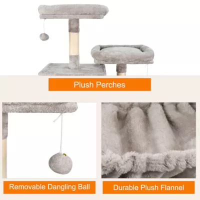GOOPAWS Cat Tree Tower with Hammock, Faux Fur Cat Furniture, 63 Inch - Image 5