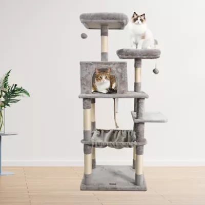 GOOPAWS Cat Tree Tower with Hammock, Faux Fur Cat Furniture, 63 Inch - Image 7