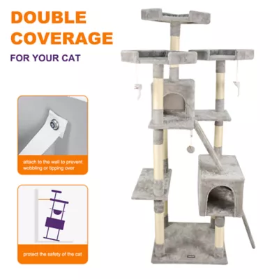 GOOPAWS Multi-Level Cat Tree Tower, Faux Fur Cat Furniture, 73 Inch - Image 3