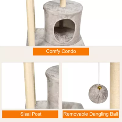 GOOPAWS Faux Fur Cat Tree Tower with Top Perch, 41 Inch - Image 4