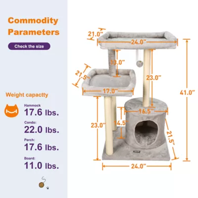 GOOPAWS Faux Fur Cat Tree Tower with Top Perch, 41 Inch - Image 6