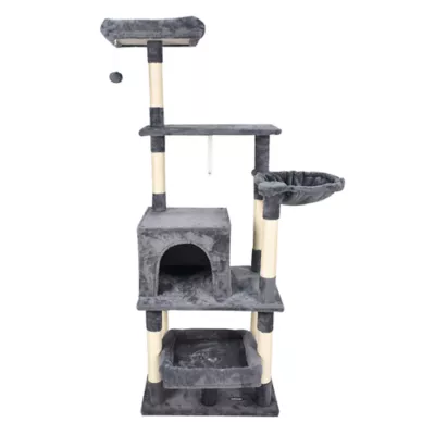GOOPAWS Multi-Level Cat Tree Tower, Faux Fur Cat Furniture, 66 Inch - Image 1