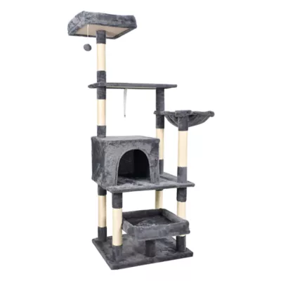 GOOPAWS Multi-Level Cat Tree Tower, Faux Fur Cat Furniture, 66 Inch - Image 2