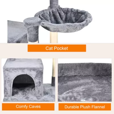 GOOPAWS Multi-Level Cat Tree Tower, Faux Fur Cat Furniture, 66 Inch - Image 5