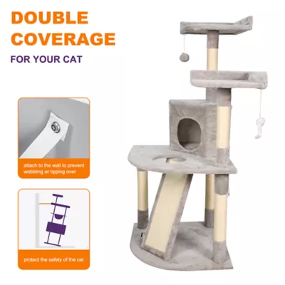 GOOPAWS 3 Tier Cat Tree Tower, Faux Fur Cat Furniture, 50 Inch - Image 3