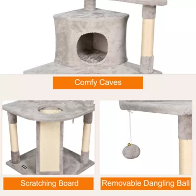 GOOPAWS 3 Tier Cat Tree Tower, Faux Fur Cat Furniture, 50 Inch - Image 4