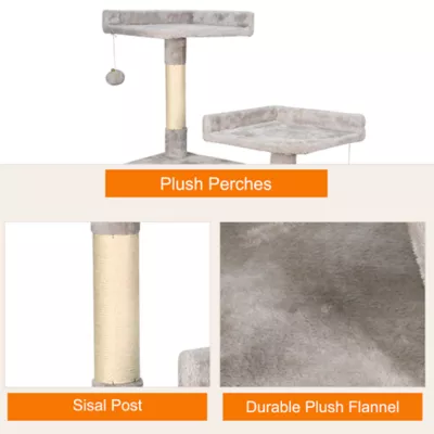 GOOPAWS 3 Tier Cat Tree Tower, Faux Fur Cat Furniture, 50 Inch - Image 5