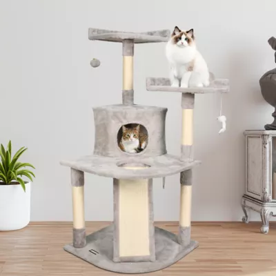 GOOPAWS 3 Tier Cat Tree Tower, Faux Fur Cat Furniture, 50 Inch - Image 7