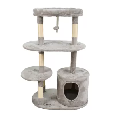 GOOPAWS Faux Fur Cat Tree Tower with Top Perch, 48 Inch - Image 1