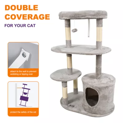 GOOPAWS Faux Fur Cat Tree Tower with Top Perch, 48 Inch - Image 3