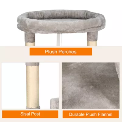 GOOPAWS Faux Fur Cat Tree Tower with Top Perch, 48 Inch - Image 5