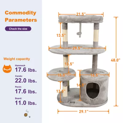 GOOPAWS Faux Fur Cat Tree Tower with Top Perch, 48 Inch - Image 6